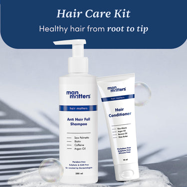 Man Matters Anti Hair Fall Shampoo 200ml and Conditioner 90ml For Men With DHT Blocker | Helps in Deep Nourishment and Frizz Free Hair | Sulphate & Paraben Free | Pack of 2